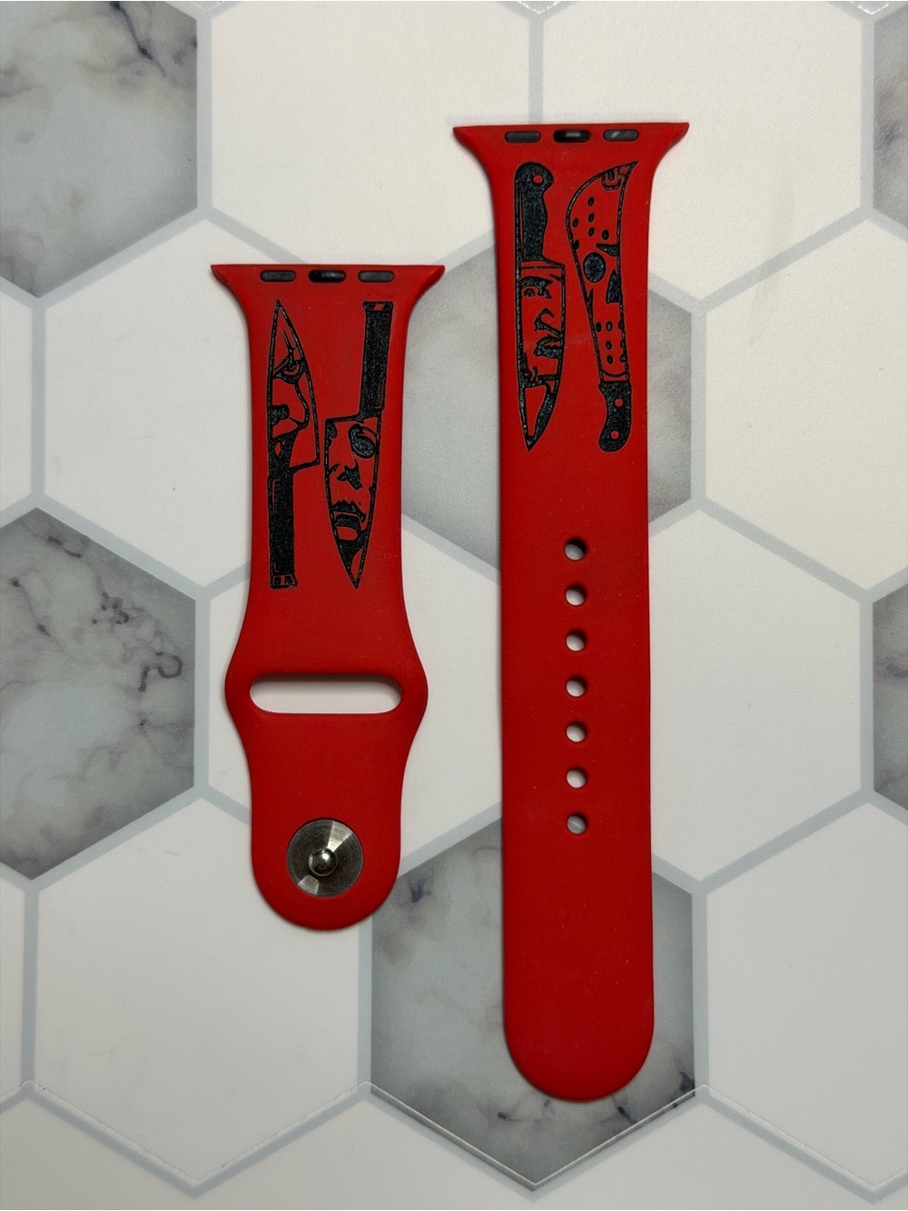 Horror Themed Red Silicone Watch Band (42mm-45mm)